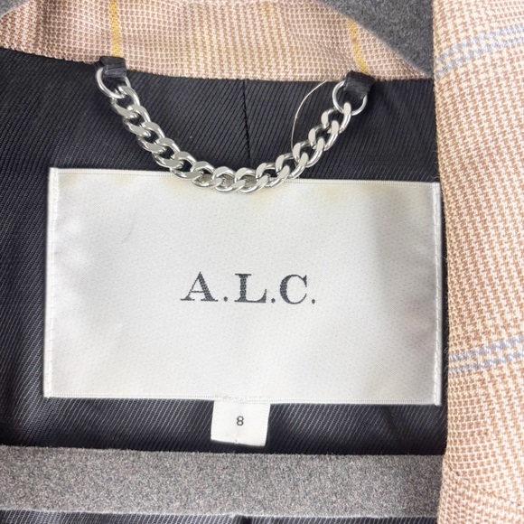 A.L.C. Donovan Plaid Linen Oversized Blazer Jacket Tawny Tan Size 8 Casual - Picture 4 of 8